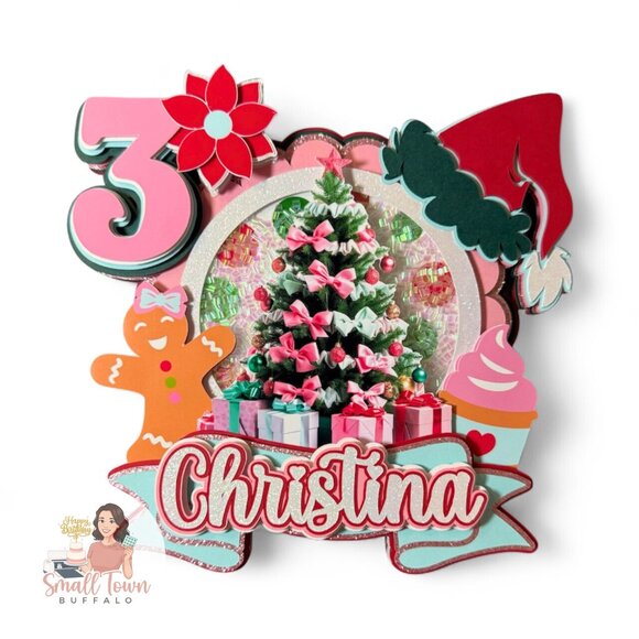 Personalized Christmas Cake Topper | Custom Birthday Shaker | MADE TO ORDER - Picture 1 of 5